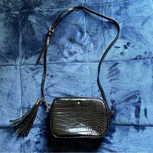 Black cross crocodile bag